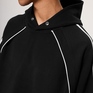 Streetwear Oversized Striped Winter Hoodie Men Heavyweight Cotton Fleece Pullover <b>Raglan</b> Sleeve Sweatshirt Hip Hop Loose <b>Top</b> - Product Image 4