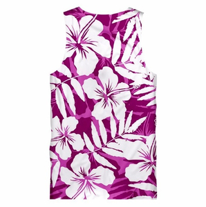 Men's Black White Floral Print Tank Top O-Neck Casual Breathable Knitted Sleeveless Top Sublimation Transfer Print Polyester - Product Image 4