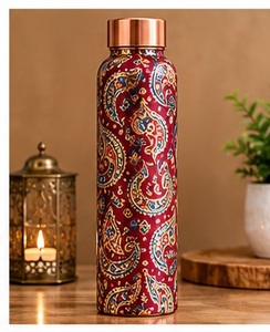 Botella de Agua de Cobre con Tapa de Cobre con Diseño de Elefante, Estilo Bohemio Tradicional, Portátil, a Prueba de Fugas, para Viajes - Product Image 4