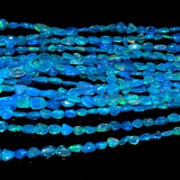 Perles de pierres précieuses en opale bleue éthiopienne naturelle, forme de pépite lisse, 4x3-7x5mm, perles d'opale de feu Welo pour la fabrication de bijoux, brins de 16 pouces