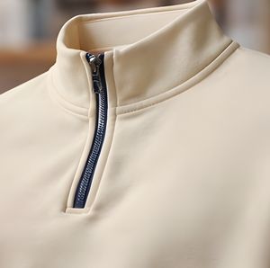 Sweat-shirt streetwear personnalisé à demi-zip en molleton de coton épais 420 GSM, coupe oversize, pull d'hiver, fabrication OEM - Product Image 5