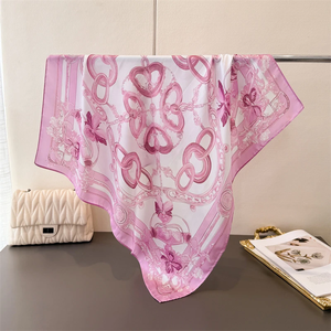 ผ้าพันคอไหมพิมพ์ลายสำหรับผู้หญิงรุ่นใหม่ปี 2026 ผ้าคลุมไหล่ ผ้าพันคอฮิญาบ ผ้าเช็ดหน้า ผ้าโพกหัว ผ้าพันคอแบบแบนดานา - Product Image 2