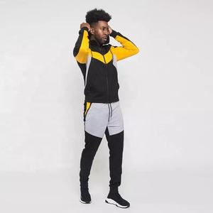Chándales ajustados de poliéster y algodón para hombre, ropa deportiva informal de alta calidad, con etiqueta personalizada, bloque de tres colores - Product Image 5
