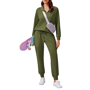 Ensemble de survêtement minimaliste pour femme, couleur unie, tenue décontractée, esthétique simple, confortable pour la maison et les sorties, ensemble de haute qualité - Product Image 3