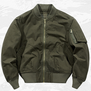 Chaqueta Bomber de Lona Caqui para Hombre, con Capucha, Transpirable, de Color Sólido, Cierre de Cremallera, Cuello Alto, Estilo Urbano, Corte Regular, para Invierno - Product Image 5
