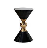 Table d'appoint de luxe noire en forme de cône, en métal plaqué or, pour salon, salle de séjour, bureau - Fournisseur indien
