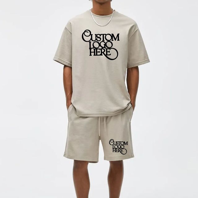 2026 New Design Wholesale Men's Casual Summer Breathable and Quick Dry Fashion Clothes With Printed Pattern Short T-shirt Set