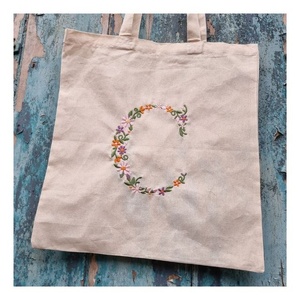 Grand centre imprimé floral merveilleuses arrivées GOTS Eco coton sac à provisions pliant paquet réutilisable toile pli pochette fourre-tout - Product Image 5