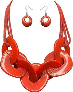 Collar de cadena cubana de aleación y acrílico, gargantilla grande de resina con diseño geométrico, collar de moda tipo babero - Product Image 1