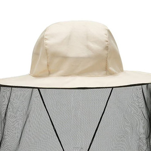Latest Collection Beige <b>Bucket</b> Hat with <b>Black</b> Mesh Veil Protective Headwear for Outdoor Beekeeping and Apiary Hive Inspection - Product Image 6