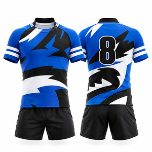 Customized Men Sublimation Rugby <b>Shirts</b> Shorts Set Custom Team Name Printed Quick Dry Breathable 100% Polyester Sportswear - Product Image 4