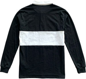 Polo à manches longues en coton noir et blanc, style rugby, streetwear, mode, respirant et à séchage rapide - Product Image 2