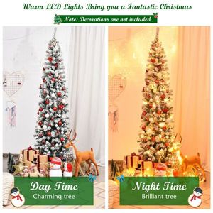 Albero di Natale a forma di matita innevato da 2,3 m con 641 punte a ramo e 350 luci LED calde (PVC+Metallo) - Product Image 4