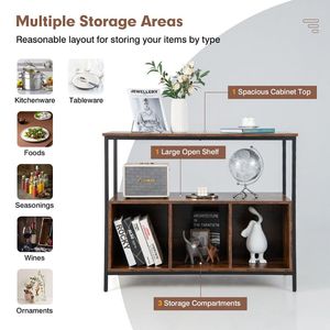Credenza Moderna in Legno Massello con 3 Scomparti per la Conservazione in Sala da Pranzo - Product Image 6