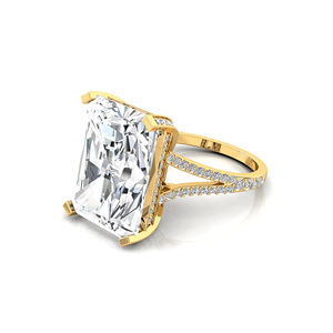 Anillo de Lujo con Diamante Solitario Cultivado en Laboratorio, Corte Esmeralda, 14 Quilates, 16x12 mm, Certificado IGI, Diseño de Tallo Dividido, Oro de 14K - Product Image 5