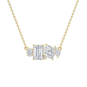 Colgante con Formas Geométricas Variadas, Corte Rectangular, Navette, Gota de Agua, Detalles en Oro Rosa de 14kt y 18kt, Joyería Fina HPHT - Product Image 1