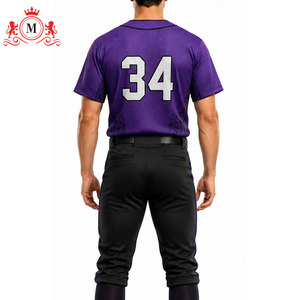 เสื้อเบสบอลสีม่วงสำหรับผู้ชายพร้อมกางเกงสีดำชุดยูนิฟอร์มพิมพ์ลายดิจิตอลวัสดุโพลีเอสเตอร์ระบายอากาศได้สำหรับผู้ใหญ่ - Product Image 6
