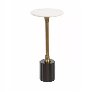 Table basse moderne extensible de qualité supérieure avec plateau en marbre et base en métal antique - Product Image 1