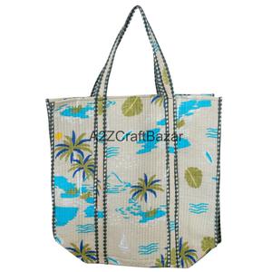 Premium Eco-friendly Durable Cotton Quilted Tote <b>Bag</b> Closure <b>Long</b> Shoulder Strap Soft 100% Cotton Custom - Product Image 4