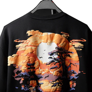 Camiseta de Hombre Oversize con Estampado de Alta Densidad, Algodón Pesado, Textura en Relieve, Corte Holgado, Manga Corta, Cuello Redondo, Estilo Casual Urbano - Product Image 4