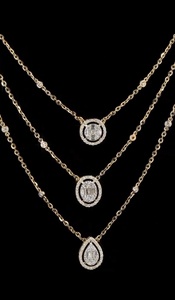 14K <b>Solid</b> Rose <b>Gold</b> Layered Diamond Necklace IGI Certification 6.00 Carat Brilliant Cut Lab Grown Trendy <b>Pendant</b> Women - Product Image 3