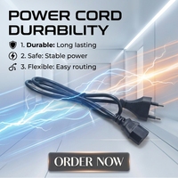 Cable de Alimentación con Enchufe Europeo Schuko Tipo-C IEC C13, 220V 10A, Compatible con Electrodomésticos en Tailandia como Televisores, Impresoras y Ollas Arroceras
