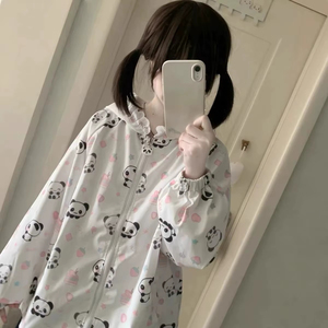 เสื้อฮู้ดผู้หญิงคุณภาพระดับมืออาชีพ ลายการ์ตูนแมวน่ารัก แจ็คเก็ตพิมพ์ลายสไตล์ Y2k สวยงามทันสมัย ป้องกันแสงแดด มีซิป เสื้อผู้หญิง - Product Image 4