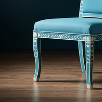 Fauteuil d'appoint floral orné en os incrusté, fait main, style moderne - Chaise artisanale de luxe pour salon, durable et imperméable