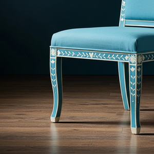 Handcrafted Bone Inlay Accent Chair Ornate Floral Bone Inlay <b>Armchair</b> and Luxury Artisan Inlaid Statement Chair - Product Image 2