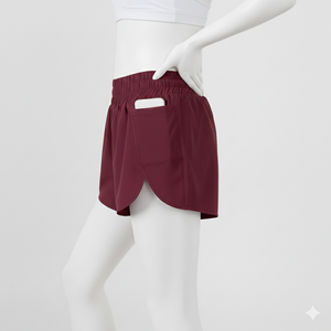 Shorts Deportivos de Cintura Alta Elásticos y Transpirables para Mujer, Corte Regular, Primavera-Verano 2022, Estilo Americano - Product Image 3