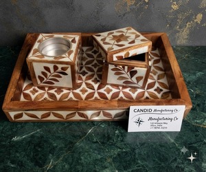 Juego de Porta Incienso de Madera con Aspecto de Mármol, Caja de Almacenamiento para Incienso, Bandeja Difusora de Aromaterapia para Decoración del Hogar - Product Image 6