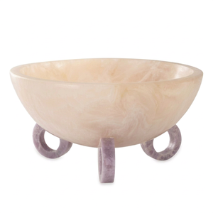 Bol décoratif en résine fait main, vente en gros, personnalisable OEM ODM, beige et violet, plat de service sur pied, vaisselle DECORYUG - Product Image 1