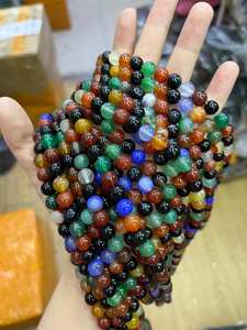 Perles d'agate mélangées arc-en-ciel, perles rondes en agate rouge et verte pour la fabrication de bijoux DIY, options en vrac 4MM 6MM 8MM 10MM 12MM - Product Image 2
