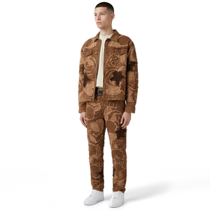 <b>Men's</b> <b>Corduroy</b> Patchwork <b>Jacket</b> Set Slim Fit Turn-down Collar Casual Autumn Wear - Product Image 1