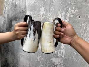 Handmade Horn <b>Beer</b> Mug Solid Pattern Vintage Design For Adults Party Use - Product Image 2