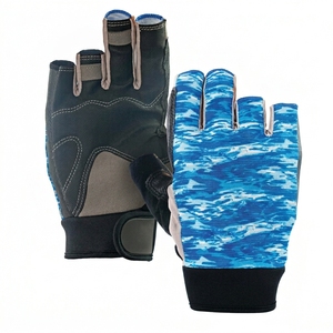 Guantes de Pesca Inteligentes, Medios Dedos, Ligeros, Transpirables, Azul Gris Claro, Cierre de Velcro Sintético, Unisex, Todas las Temporadas - Product Image 4