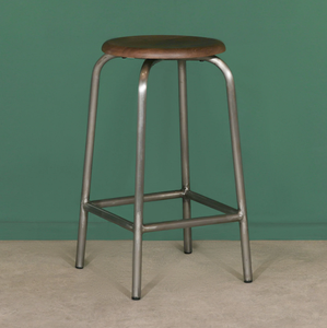 Tabouret de bar en cuir à manivelle au design moderne, chaise industrielle réglable avec structure en fer pour bar, salon, cuisine, salle à manger - Product Image 2