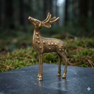 Juego de 2 Figuras de Ciervo Hechas a Mano en Latón, Esculturas de Animales Tradicionales para Decoración de Mesa de Habitación Infantil - Product Image 6