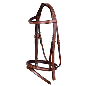 High Quality Italian Leather Stainless Steel Equestrian Fancy Stitching Snaffle Bridle <b>Square</b> Raised Rubber Reins Horse Riding - Product Image 1