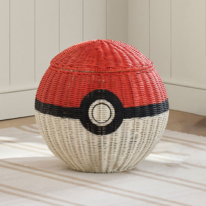 Panier de rangement en rotin en forme de Poké Ball avec couvercle, bac à jouets coloré pour enfants, boîte de rangement pour chambre d'enfant, panier à linge tissé pour chambre de bébé - Product Image 5
