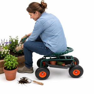 Asiento Rodante Resistente para Jardín con Bandeja de Almacenamiento, Capacidad de Carga de 150 kg, 4 Ruedas para Trabajos de Jardinería, Poda y Jardín al Aire Libre ODGGAD022 - Product Image 1