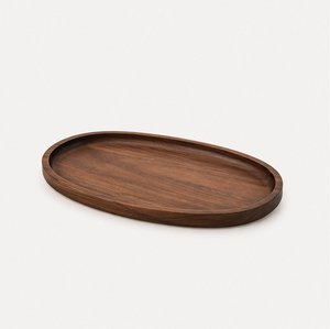 Handcrafted Premium <b>Walnut</b> Wood Serving Tray Durable Oval Decorative Platter For <b>Coffee</b> <b>Table</b> Bathroom Vanity Organizer On Sale - Product Image 5