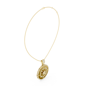 10K Yellow Gold Lab Grown Diamond Luxury Yellow Gold Diamond <b>Compass</b> Pendant <b>Necklace</b> Nautical Wheel Micro Pave Jewelry - Product Image 3