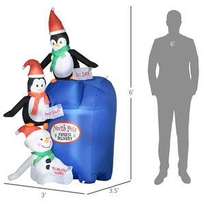 6ft Christmas Inflatables Outdoor Decorations North Pole <b>Mailbox</b> with Penguins Snowman Blow-Up Yard Christmas Decor L - Product Image 3