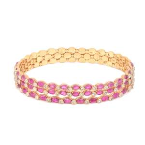 Gold Plated Copper Brass Alloy Kemp <b>Ruby</b> Bangles 2x6-Bohemian Religious <b>Bracelet</b> for Wedding Engagement Party Gift - Product Image 2