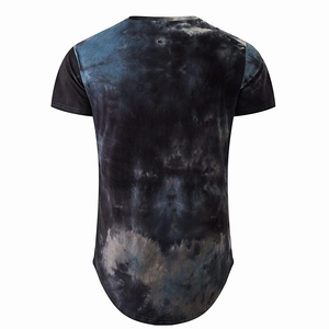 Camiseta de hombre, camiseta tie-dye, camiseta larga, camiseta de manga corta, camiseta con cuello redondo, camiseta de punto oversize, camiseta de estilo casual - Product Image 2