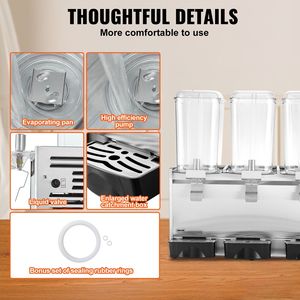 Dispenser di Bevande Commerciale in Acciaio Inox 304 da 680W, 20.4 Qt (18L), 3 Serbatoi, Macchina per Tè Freddo, 41-53.6 Pollici - Product Image 5