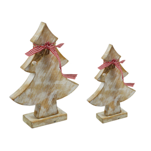 Set of 2 Modern Hand Painted Mango Wood Christmas Tree Decorations Customized Size Durable Outdoor Ornaments - Product Image 6