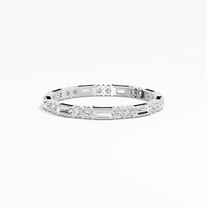 Banda eterna clásica de Plata de Ley 925 para mujer al por mayor 0,70 Ctw Baguette Moissanite IGI SGL HRD rodio certificado - Product Image 1