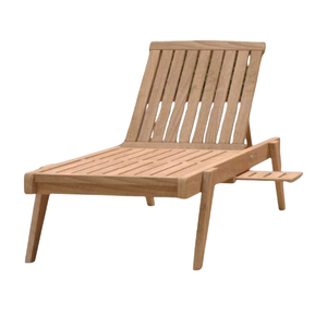 Chaise longue minimaliste en teck avec coussin, inclinable manuellement, mobilier d'extérieur au design moderne, dossier solide, prix de gros - Product Image 5